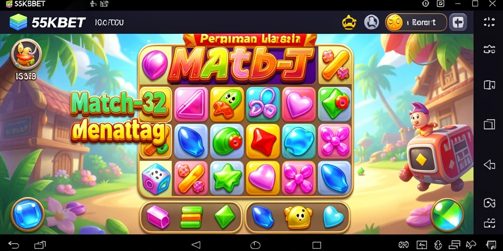 Gameplay seru 55KBET dengan tantangan Match-3 yang menarik.