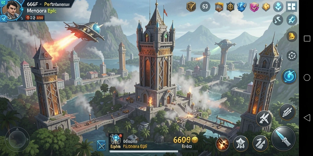 Tampilan utama permainan Tower Defense dengan strategi menara yang menantang.