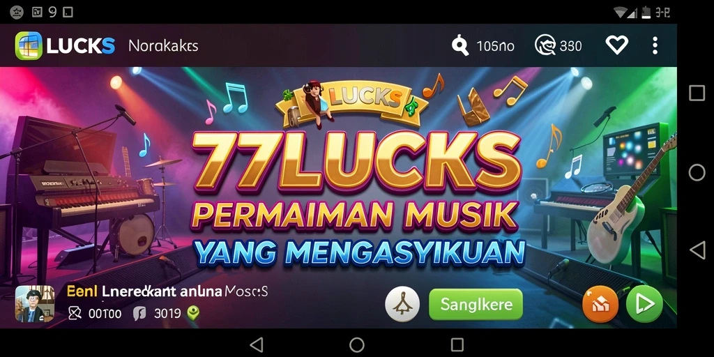 Tangkapan layar gameplay <strong>77LUCKS</strong> yang menampilkan keseruan bermain musik.