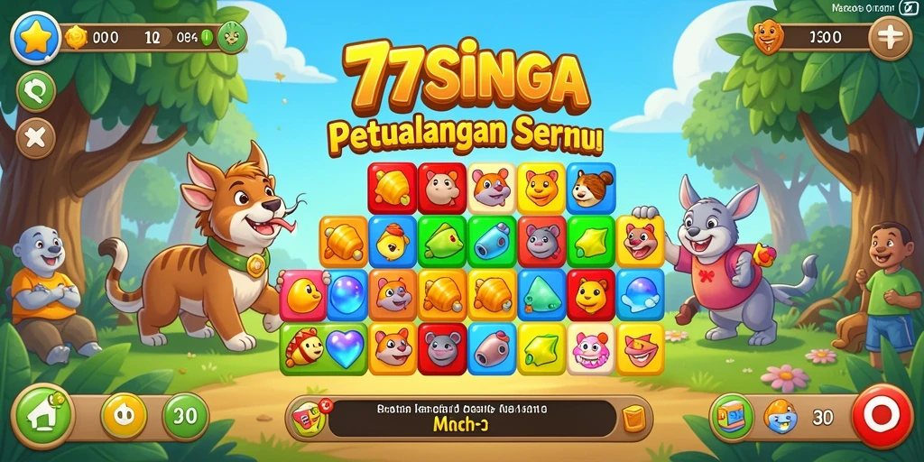 Screenshot gameplay <strong>77SINGA</strong> menampilkan aksi mencocokkan item yang seru.