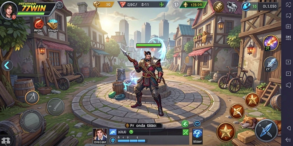 Tampilan gameplay seru di 77WIN dengan strategi Tower Defense.