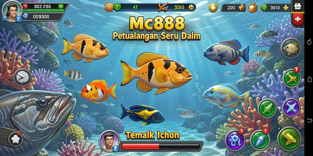 Tampilan seru dalam gameplay Tembak Ikan MC888.