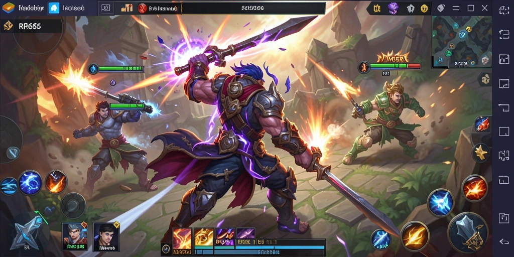 Tampilan gameplay seru di RR666 dengan pertarungan strategi MOBA.